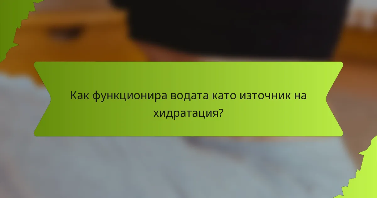 Как функционира водата като източник на хидратация?