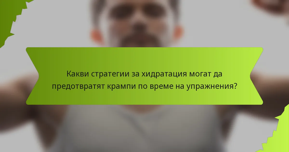 Какви стратегии за хидратация могат да предотвратят крампи по време на упражнения?